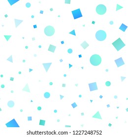 Light Blue, Yellow vector seamless cover in polygonal style with circles. Glitter abstract illustration with spheres, squares, lines. Pattern for trendy fabric, wallpapers.