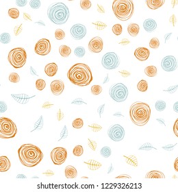 Light Blue, Yellow vector seamless abstract pattern with leaves and flowers. Shining colored illustration with leaves and flowers. Pattern for design of fabric, wallpapers.