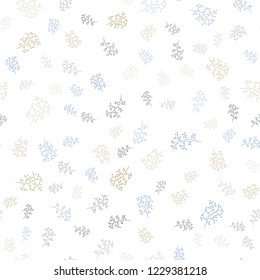 Light Blue, Yellow vector seamless doodle background with leaves, branches. Creative illustration in blurred style with leaves, branches. Pattern for design of fabric, wallpapers.