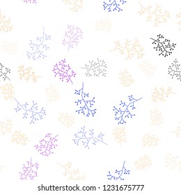 Light Blue, Yellow vector seamless doodle template with branches. Colorful abstract illustration with leaves in doodle style. Template for business cards, websites.