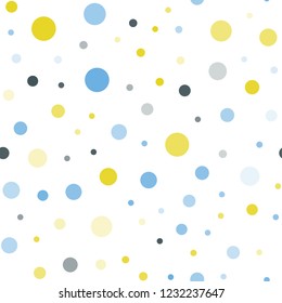 Light Blue, Yellow vector seamless backdrop with dots. Blurred decorative design in abstract style with bubbles. Pattern for trendy fabric, wallpapers.