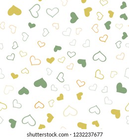 Light Blue, Yellow vector seamless background with hearts. Glitter abstract illustration with colorful hearts in romantic style. Design for ad, poster, banner of Valentine Day.