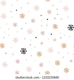 Light Blue, Yellow vector seamless pattern with christmas snowflakes. Colorful decorative design in xmas style with snow. Trendy design for wallpaper, fabric makers.