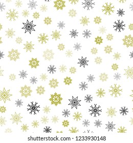 Light Blue, Yellow vector seamless texture with colored snowflakes. Glitter abstract illustration with crystals of ice. Pattern for design of window blinds, curtains.