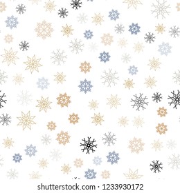 Light Blue, Yellow vector seamless background with xmas snowflakes. Modern geometrical abstract illustration with crystals of ice. Design for textile, fabric, wallpapers.