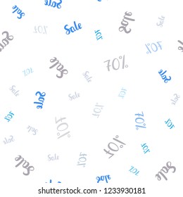 Light Blue, Yellow vector seamless template with 70% selling. Gradient illustration with discount signs on white backdrop. Design for business ads, commercials.