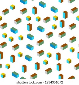 Light Blue, Yellow vector seamless, isometric pattern in square style. Glitter abstract illustration with rectangular shapes. Pattern for trendy fabric, wallpapers.