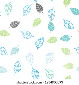 Light Blue, Yellow vector seamless elegant wallpaper with leaves. Colorful abstract illustration with leaves in doodle style. Pattern for design of window blinds, curtains.