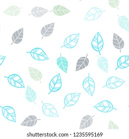 Light Blue, Yellow vector seamless doodle background with leaves. Blurred decorative design in Indian style with leaves. Design for textile, fabric, wallpapers.