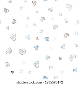 Light Blue, Yellow vector seamless texture with lovely hearts. Blurred decorative design in doodle style with hearts. Design for ad, poster, banner of Valentine Day.