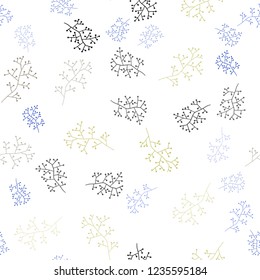 Light Blue, Yellow vector seamless abstract design with branches. Illustration with doodles on abstract template. Design for wallpaper, fabric makers.