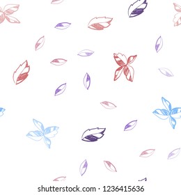 Light Blue, Yellow vector seamless abstract pattern with leaves. Creative illustration in blurred style with leaves. Pattern for design of window blinds, curtains.