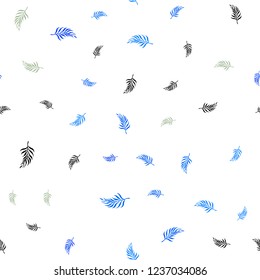 Light Blue, Yellow vector seamless elegant template with leaves. leaves on elegant natural pattern with gradient. Pattern for trendy fabric, wallpapers.