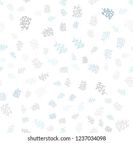 Light Blue, Yellow vector seamless doodle texture with leaves, branches. Abstract illustration with leaves, branches in doodles style. Pattern for design of window blinds, curtains.