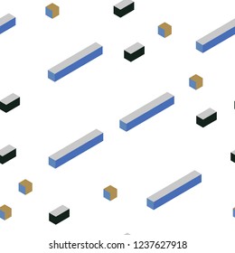 Light Blue, Yellow vector seamless, isometric template with rhombus. Glitter abstract illustration with rectangular shapes. Texture for window blinds, curtains.