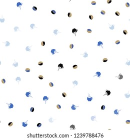 Light Blue, Yellow vector seamless background with coffee, beans. Gradient illustration with coffee beans, tea cups. Pattern for menu of cafes and restaurants.