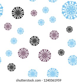 Light Blue, Yellow vector seamless layout with bright snowflakes. Blurred decorative design in xmas style with snow. Design for textile, fabric, wallpapers.