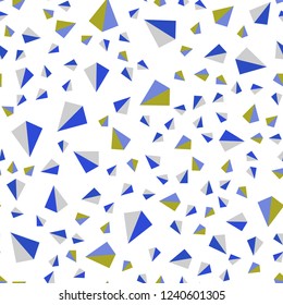 Light Blue, Yellow vector seamless, isometric template with crystals, triangles. Illustration with set of colorful triangles. Design for wallpaper, fabric makers.