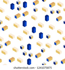 Light Blue, Yellow vector seamless, isometric pattern in square style. Modern abstract illustration with colorful rectangles. Template for business cards, websites.