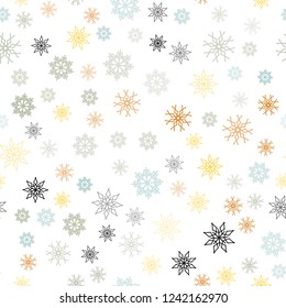 Light Blue, Yellow vector seamless background with xmas snowflakes. Shining colored illustration with snow in christmas style. Template for business cards, websites.