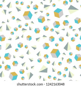 Light Blue, Yellow vector seamless, isometric cover with triangles, rectangles. Abstract gradient illustration with triangles, cubes. Design for wallpaper, fabric makers.