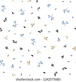 Light Blue, Yellow vector seamless abstract background with leaves. Glitter abstract illustration with doodles and leaves. Design for textile, fabric, wallpapers.