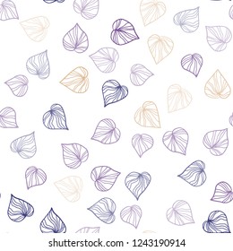 Light Blue, Yellow vector seamless doodle background with leaves. A vague abstract illustration with leaves in doodles style. Pattern for trendy fabric, wallpapers.