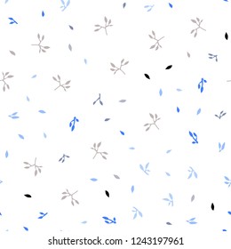 Light Blue, Yellow vector seamless doodle background with leaves. Blurred decorative design in Indian style with leaves. Pattern for trendy fabric, wallpapers.
