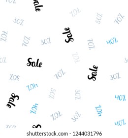 Light Blue, Yellow vector seamless cover with symbols of 30, 40, 50 % sales. Colorful set of  percentage signs in simple style. Backdrop for super sales on Black Friday.