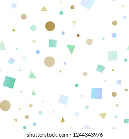 Light Blue, Yellow vector seamless layout with circles, lines, rectangles. Abstract gradient illustration with circles, triangles, cubes. Trendy design for wallpaper, fabric makers.