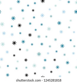 Light Blue, Yellow vector seamless template with ice snowflakes. Glitter abstract illustration with crystals of ice. Template for business cards, websites.