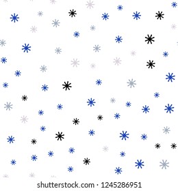 Light Blue, Yellow vector seamless template with ice snowflakes. Colorful decorative design in xmas style with snow. Design for wallpaper, fabric makers.