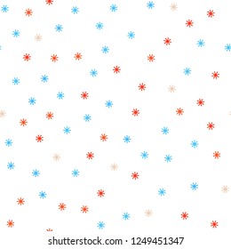 Light Blue, Yellow vector seamless background with xmas snowflakes. Colorful snowflakes with gradient on abstract background. Texture for window blinds, curtains.