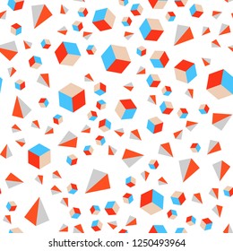 Light Blue, Yellow vector seamless, isometric cover with triangles, rectangles. Abstract illustration with colorful lines, cubes. Texture for window blinds, curtains.