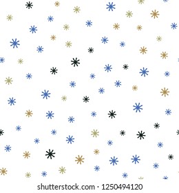 Light Blue, Yellow vector seamless background with xmas snowflakes. Colorful snowflakes with gradient on abstract background. Design for wallpaper, fabric makers.