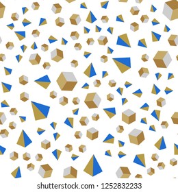 Light Blue, Yellow vector seamless, isometric cover with triangles, rectangles. Abstract gradient illustration with triangles, cubes. Design for textile, fabric, wallpapers.