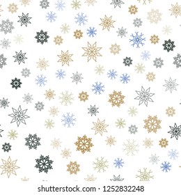 Light Blue, Yellow vector seamless template with ice snowflakes. Modern geometrical abstract illustration with crystals of ice. Template for business cards, websites.