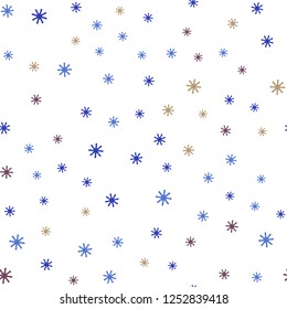 Light Blue, Yellow vector seamless layout with bright snowflakes. Shining colorful illustration with snow on abstract template. Pattern for design of fabric, wallpapers.