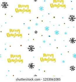 Light Blue, Yellow vector seamless texture with colored snowflakes. Colorful snowflakes with gradient on abstract background. Pattern for design of window blinds, curtains.