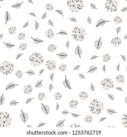 Light Blue, Yellow vector seamless doodle pattern with leaves, flowers. Design in Indian style on white background. Trendy design for wallpaper, fabric makers.