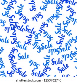 Light Blue, Yellow vector seamless pattern with 70, 90 percentage signs. Illustration with signs of sales on abstract template. Pattern for ads, posters, banners of sales.