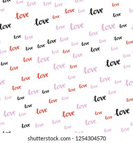 Light Blue, Yellow vector seamless background with words of love. Illustration with phrase LOVE YOU for valentine's day. Pattern for trendy fabric, wallpapers.