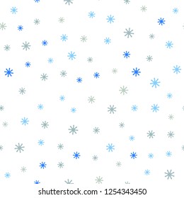 Light Blue, Yellow vector seamless cover with beautiful snowflakes. Shining colorful illustration with snow in christmas style. Pattern for design of fabric, wallpapers.