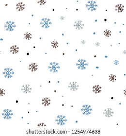 Light Blue, Yellow vector seamless layout with bright snowflakes. Shining colorful illustration with snow on abstract template. Pattern for trendy fabric, wallpapers.