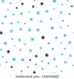Light Blue, Yellow vector seamless pattern with christmas snowflakes. Glitter abstract illustration with crystals of ice. Texture for window blinds, curtains.