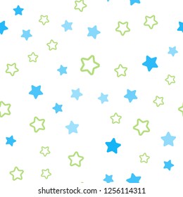 Light Blue, Yellow vector seamless background with colored stars. Blurred decorative design in simple style with stars. Template for business cards, websites.