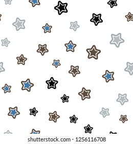 Light Blue, Yellow vector seamless cover with small and big stars. Stars on blurred abstract background with gradient. Pattern for trendy fabric, wallpapers.