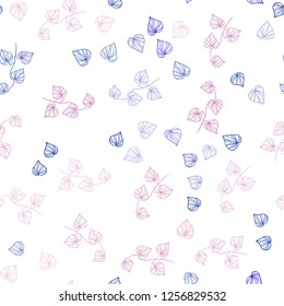 Light Blue, Yellow vector seamless abstract design with leaves. New colorful illustration in doodle style with leaves. Pattern for design of fabric, wallpapers.