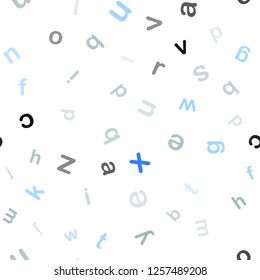 Light Blue, Yellow vector seamless pattern with ABC symbols. Shining illustration with ABC symbols on abstract template. Texture for window blinds, curtains.
