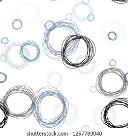 Light Blue, Yellow vector seamless layout with circle shapes. Abstract illustration with colored bubbles in nature style. Pattern for trendy fabric, wallpapers.